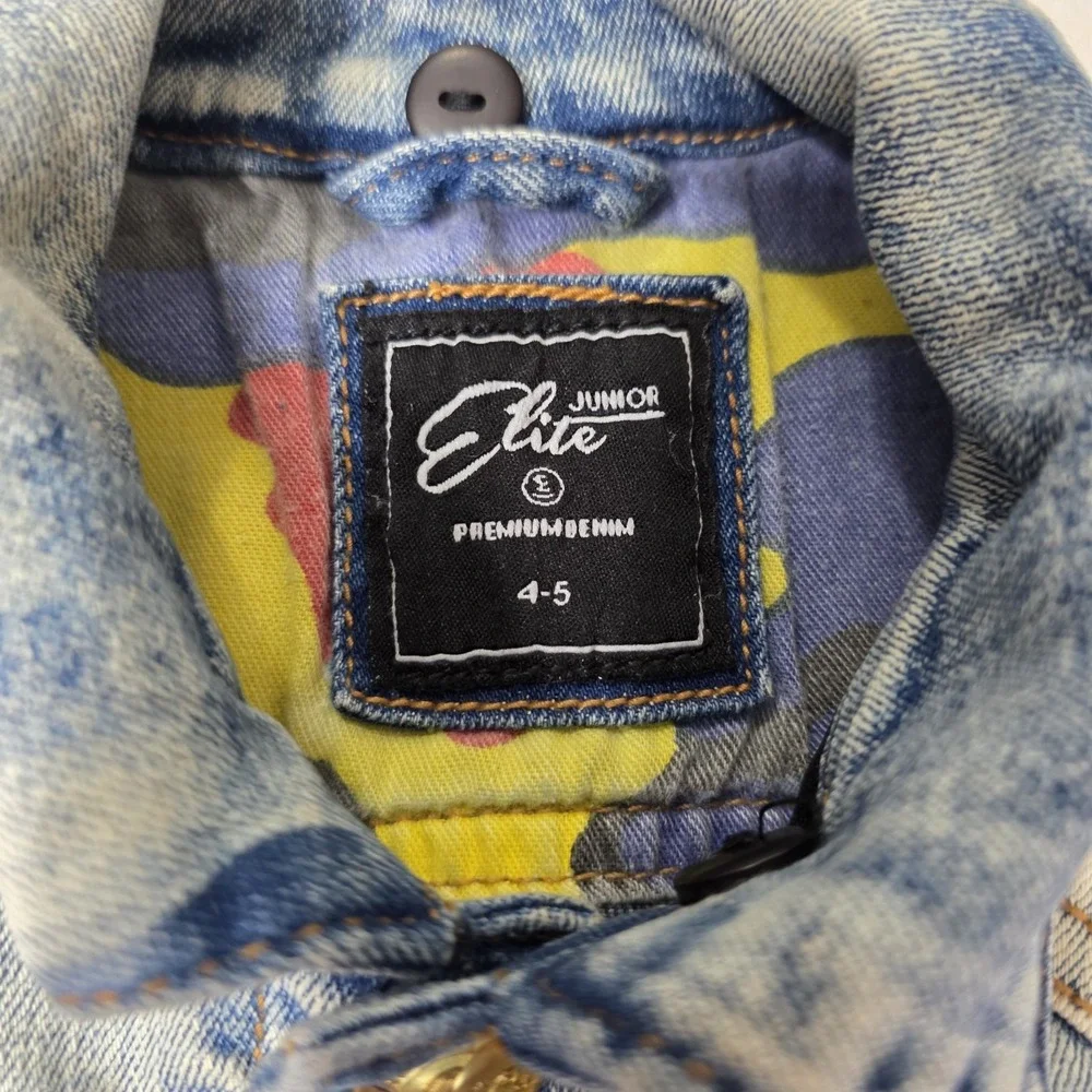 Junior Elite Premium Denim‎ Jacket Size Child 4-5 Flight Plane Patches Parachute